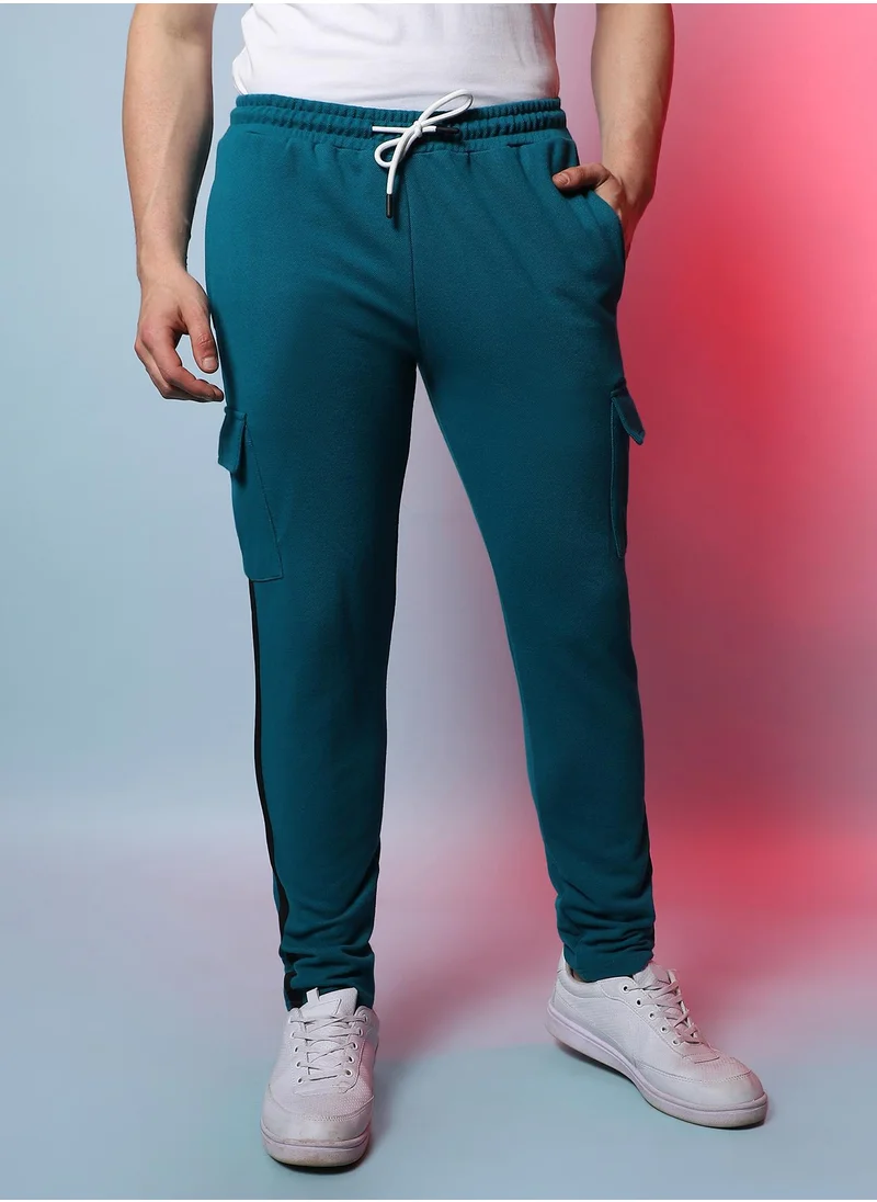 Campus Sutra Men's Solid Blue Stylish & Evening Trackpant