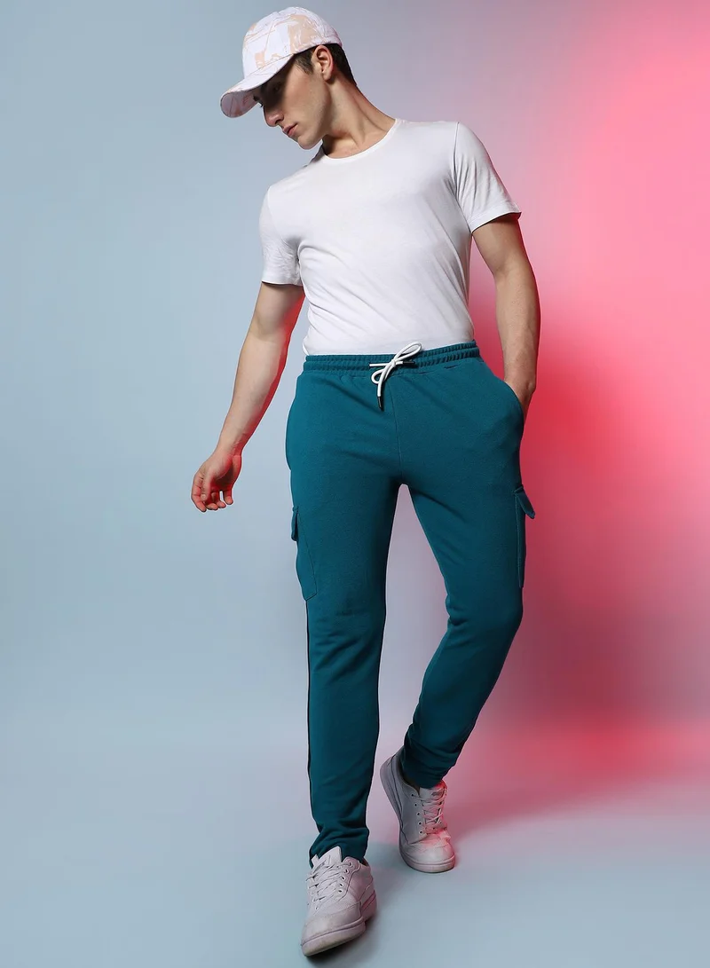 Campus Sutra Men's Solid Blue Stylish & Evening Trackpant