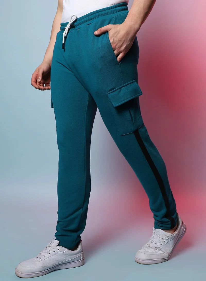 Campus Sutra Men's Solid Blue Stylish & Evening Trackpant