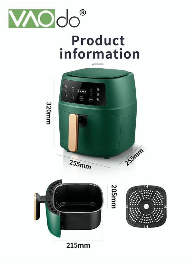 Air Fryer 5L Large Capacity Fast Dehydration Smart Reservation 1350W Large Power Non-fried Air Fryer Green