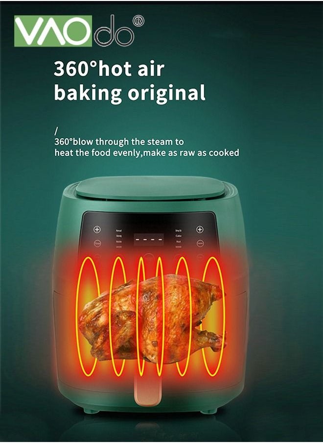 Air Fryer 5L Large Capacity Fast Dehydration Smart Reservation 1350W Large Power Non-fried Air Fryer Green