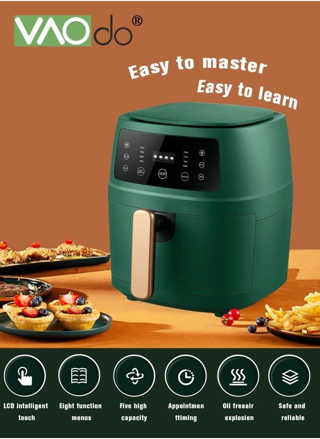 Air Fryer 5L Large Capacity Fast Dehydration Smart Reservation 1350W Large Power Non-fried Air Fryer Green