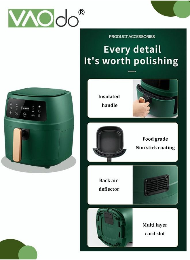 Air Fryer 5L Large Capacity Fast Dehydration Smart Reservation 1350W Large Power Non-fried Air Fryer Green