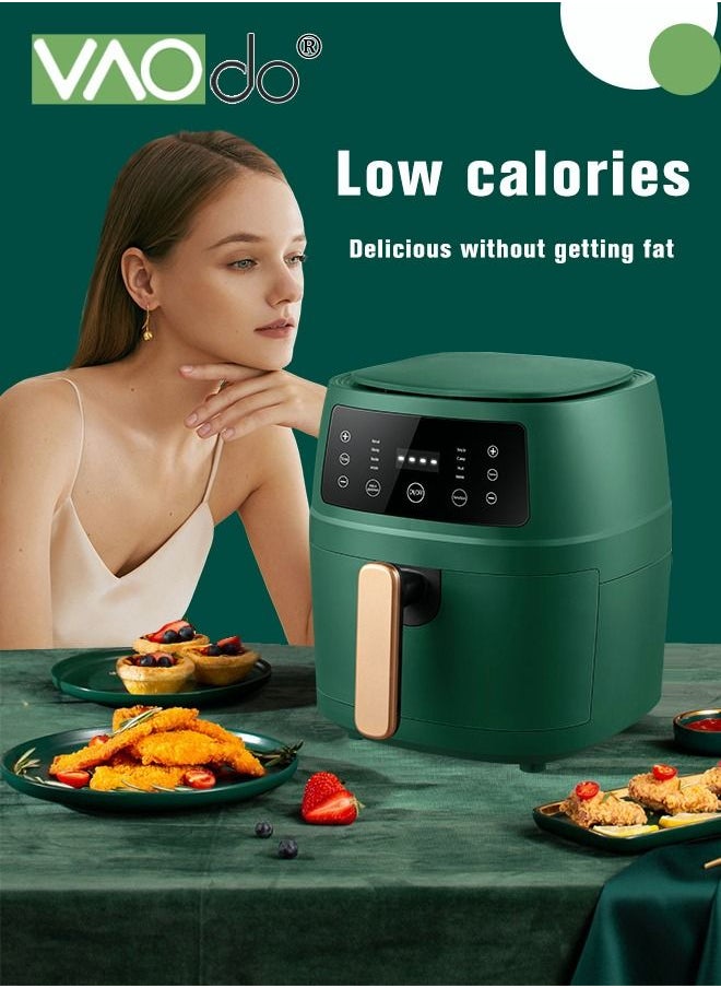 Air Fryer 5L Large Capacity Fast Dehydration Smart Reservation 1350W Large Power Non-fried Air Fryer Green