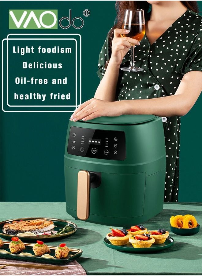 Air Fryer 5L Large Capacity Fast Dehydration Smart Reservation 1350W Large Power Non-fried Air Fryer Green