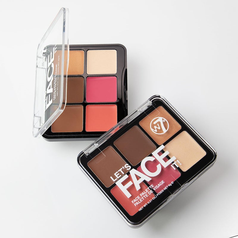 W7 Letâ€™s Face It Cream Face Palette â€“ Light Soft Glow - 6-Pan Bronzer, Blush & Highlight Palette - Creamy, Blendable Face Makeup - Image 4
