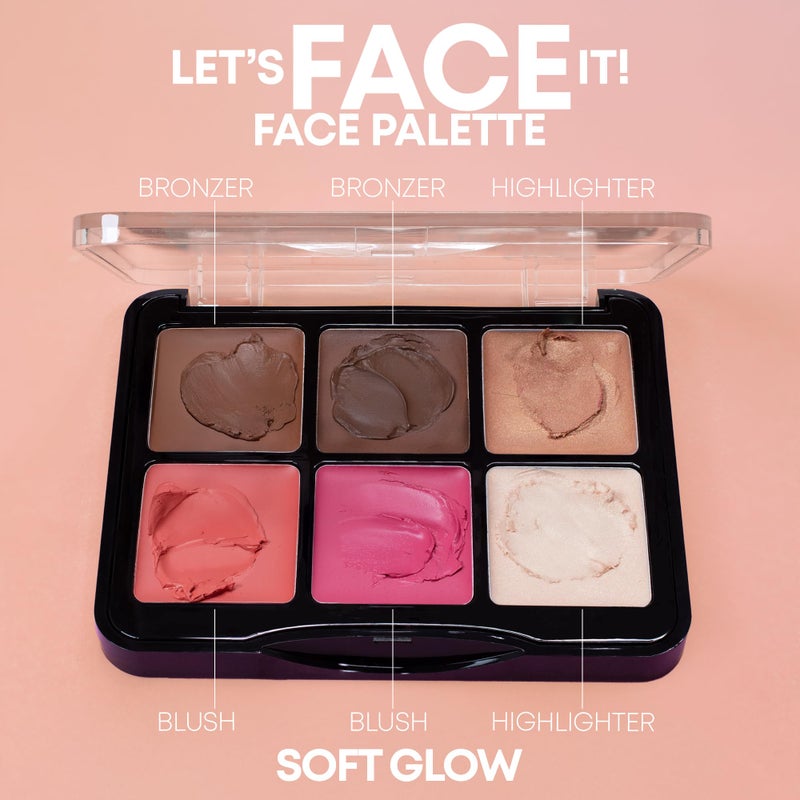 W7 Letâ€™s Face It Cream Face Palette â€“ Light Soft Glow - 6-Pan Bronzer, Blush & Highlight Palette - Creamy, Blendable Face Makeup - Image 2