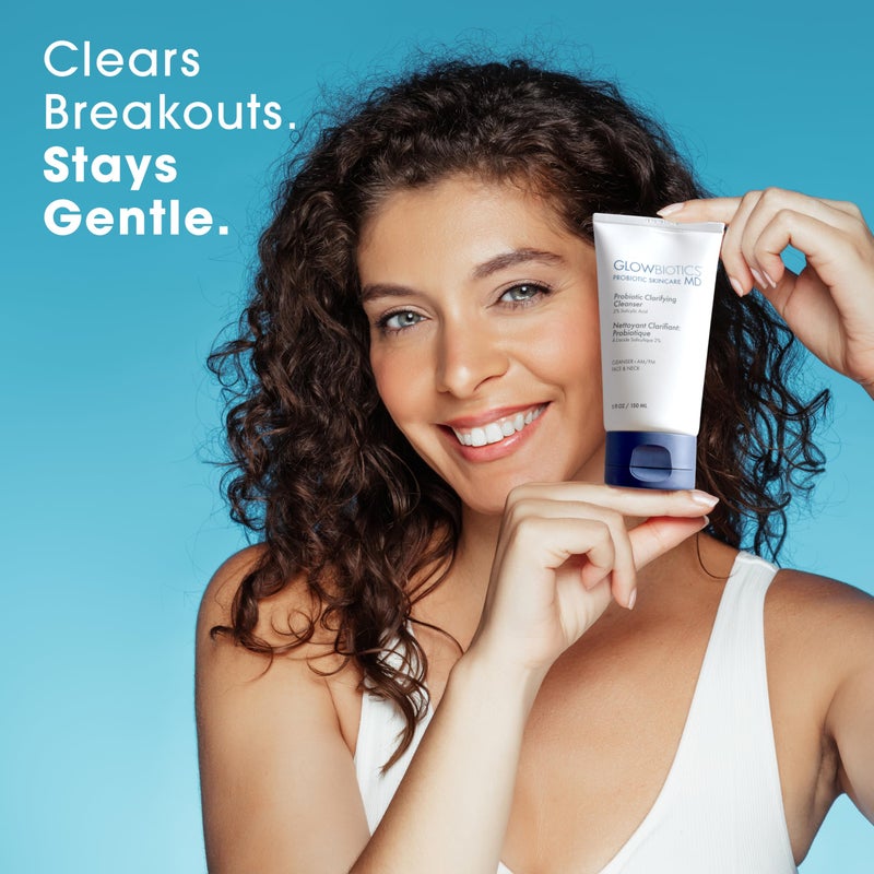 Glowbiotics Probiotic Clarifying Cleanser - 2% Salicylic Acid (BHA) & Peptides - 5 oz - Gentle Foaming Face Wash - Image 4