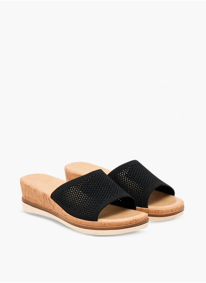 لو كونفورت Flyknit Textured Slip-On Sandals with Wedge Heels