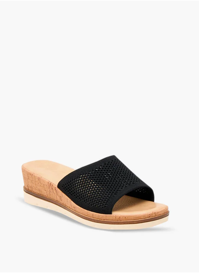 لو كونفورت Flyknit Textured Slip-On Sandals with Wedge Heels