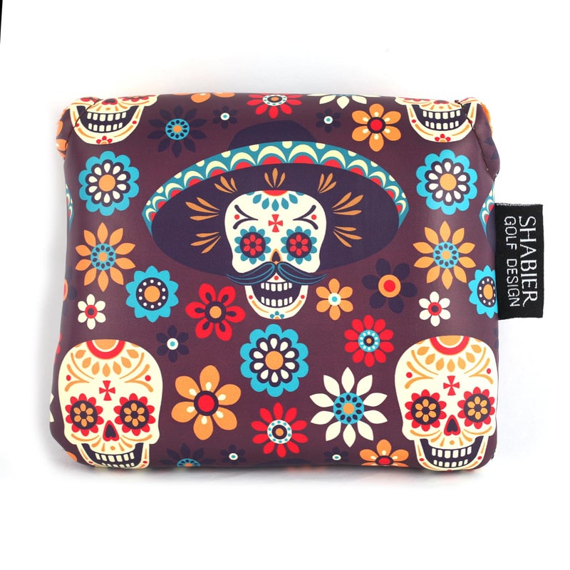 SHABIER Golf Large Mallet Headcover with Day of The Dead Skull Design for Taylormade MySpider X Putter, MySpider Tour Putter - Image 1