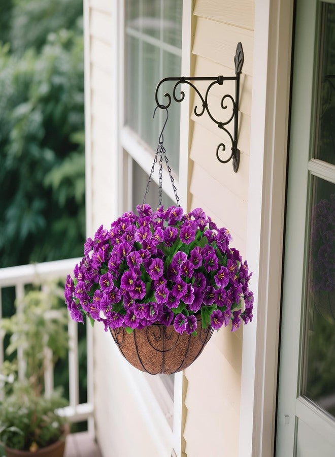Ammyoo Artificial Hanging Flower Plants with Basket for Spring Summer Outdoor Decoration, Faux Petunias Flowers Fake Morning Glory Planter for Outside Patio Garden Porch Balcony Yard Decor(Lotus) - Image 4