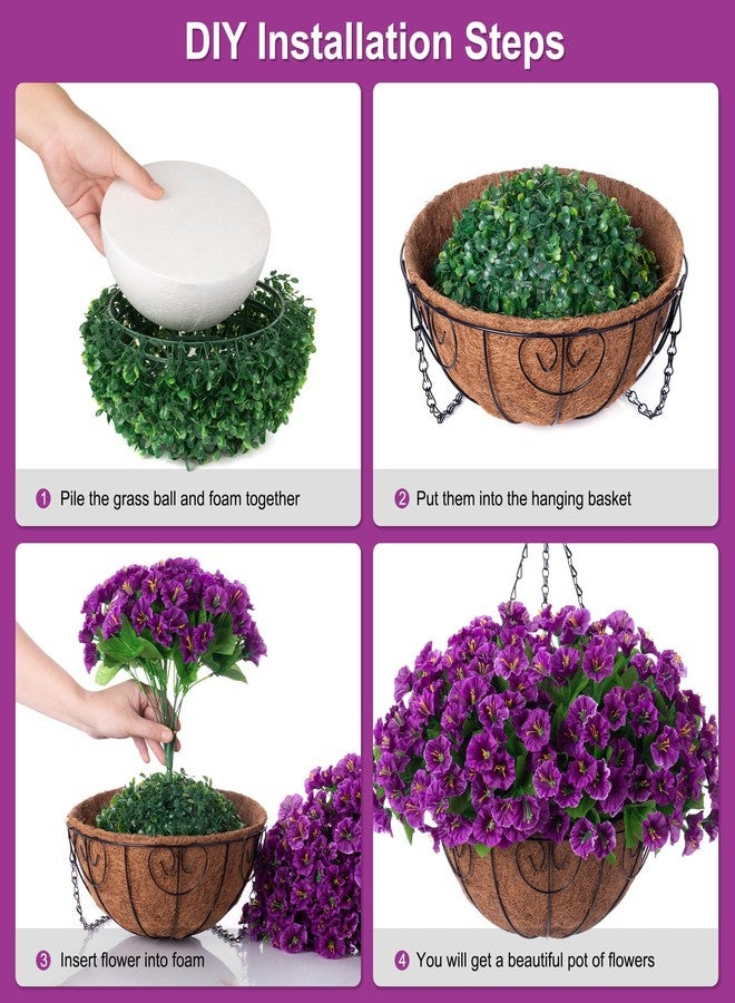 Ammyoo Artificial Hanging Flower Plants with Basket for Spring Summer Outdoor Decoration, Faux Petunias Flowers Fake Morning Glory Planter for Outside Patio Garden Porch Balcony Yard Decor(Lotus) - Image 2