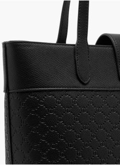 Le Confort Women's Monogram Embossed Tote Bag with Double Handle and Zip Closure  - Image 5