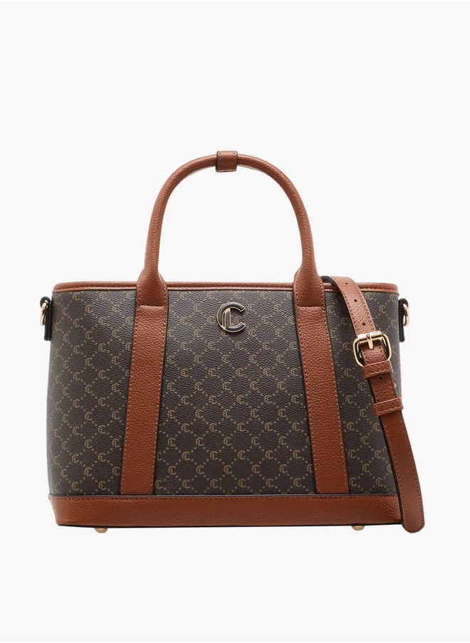 Le Confort Women's Textured Tote Bag with Double Handle and Zip Closure