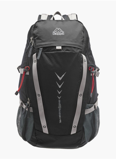Men's Logo Print Backpack with Zip Closure and Adjustable Strap - 34x54x16 cm