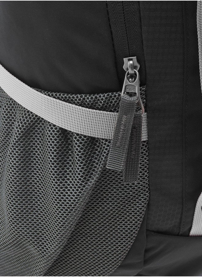 Men's Logo Print Backpack with Zip Closure and Adjustable Strap - 34x54x16 cm