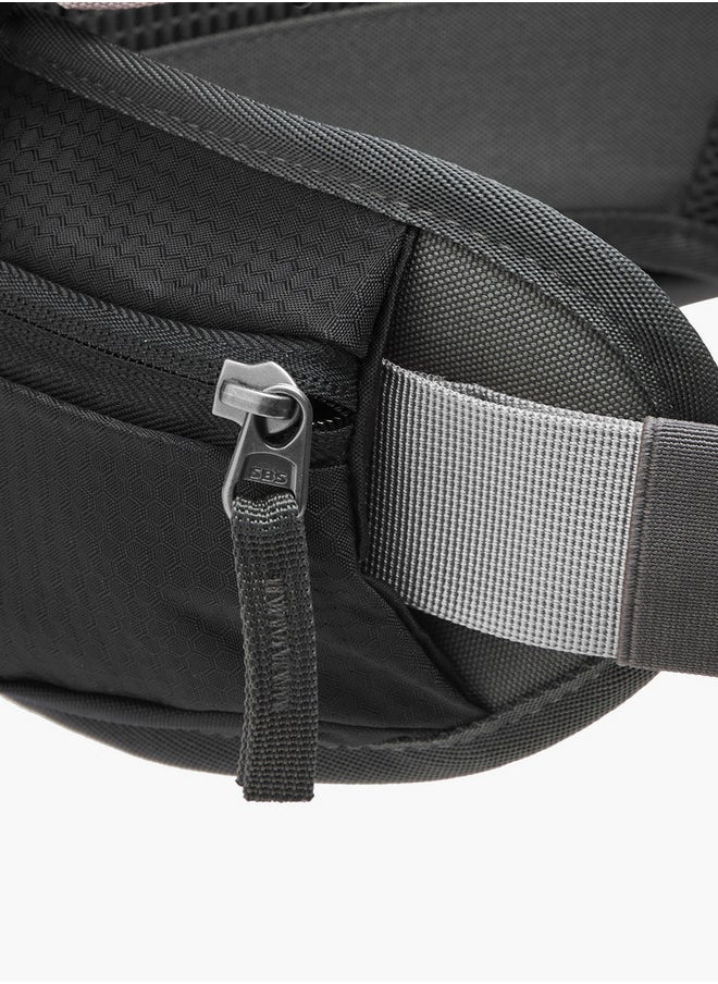 Men's Logo Print Backpack with Zip Closure and Adjustable Strap - 34x54x16 cm