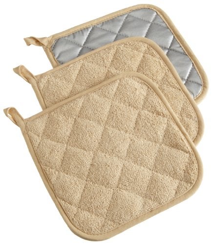 DII Basic Terry Collection Quilted 100% Cotton, Potholder, Pebble, 3 Piece - Image 5