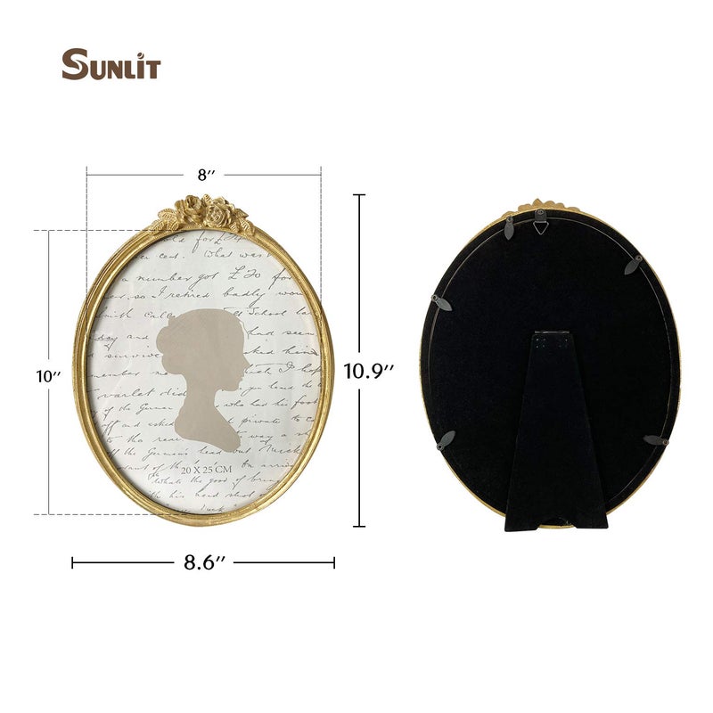Sunlit Vintage Picture Frame 8x10 Inch  Oval Antique Photo Frames with Glass Front  Luxury Photo Display  Tabletop Wall Hanging  Gift Ideas  Golden Rose - Image 2