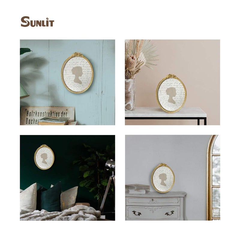 Sunlit Vintage Picture Frame 8x10 Inch  Oval Antique Photo Frames with Glass Front  Luxury Photo Display  Tabletop Wall Hanging  Gift Ideas  Golden Rose - Image 4