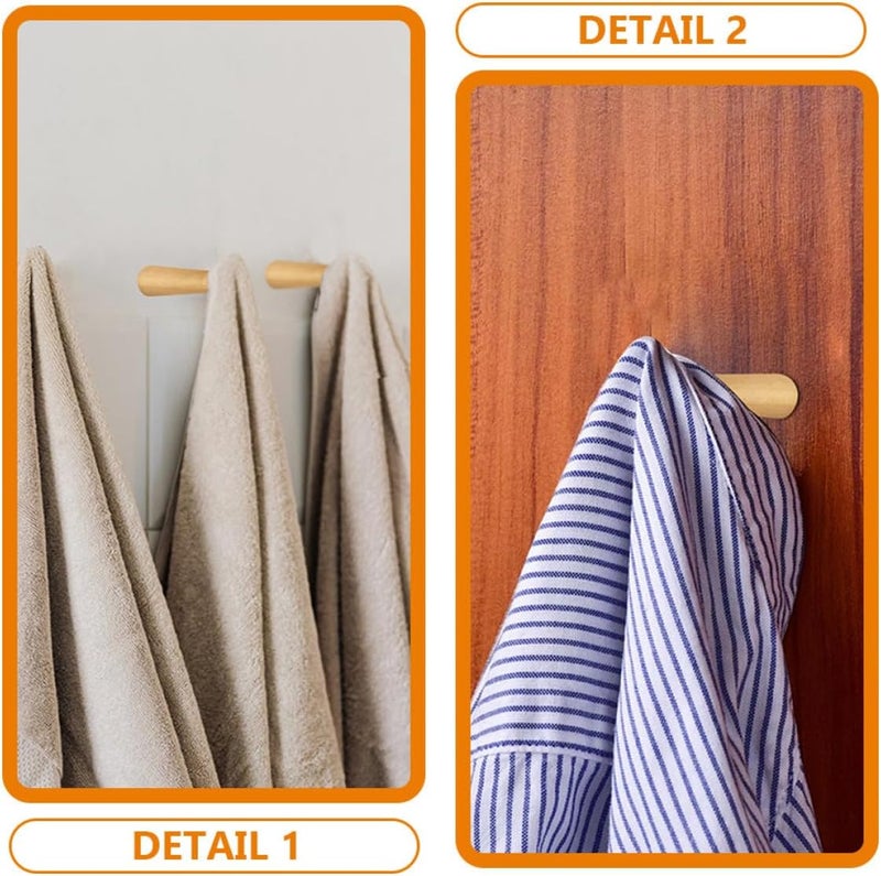VOSAREA 20pcs Shaker Wooden Pegs 6.3cm Unfinished Wood Wall-Mounted Coat and Hat Hooks for Wardrobe and Bathroom Storage - Image 3
