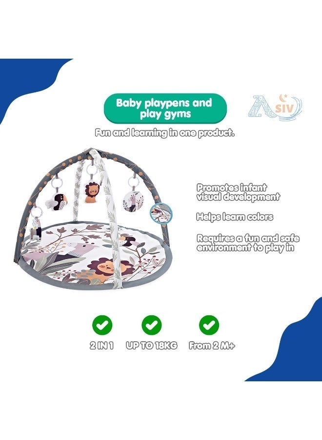 ASIV Baby Gym Play Mat with Lights & Music | Soft Activity Gym for Sensory & Motor Development | Newborn to Toddler Playmat with Hanging Toys | Zoo Animal Design | For 2+ Months - Image 4