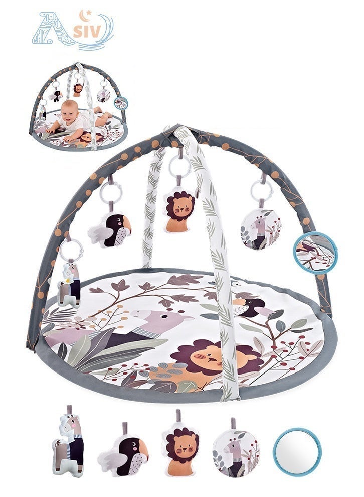 ASIV Baby Gym Play Mat with Lights & Music | Soft Activity Gym for Sensory & Motor Development | Newborn to Toddler Playmat with Hanging Toys | Zoo Animal Design | For 2+ Months - Image 1