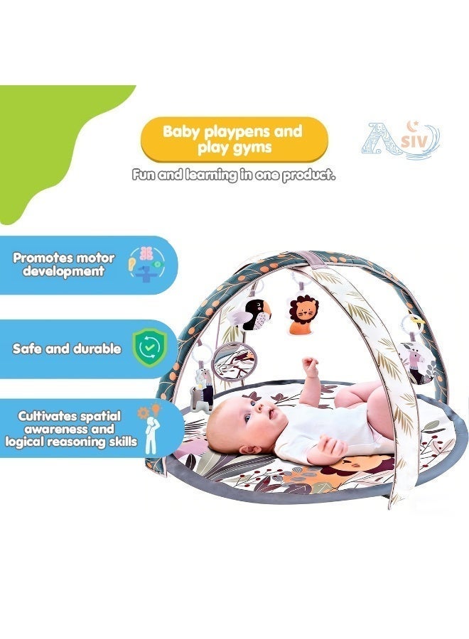 ASIV Baby Gym Play Mat with Lights & Music | Soft Activity Gym for Sensory & Motor Development | Newborn to Toddler Playmat with Hanging Toys | Zoo Animal Design | For 2+ Months - Image 3