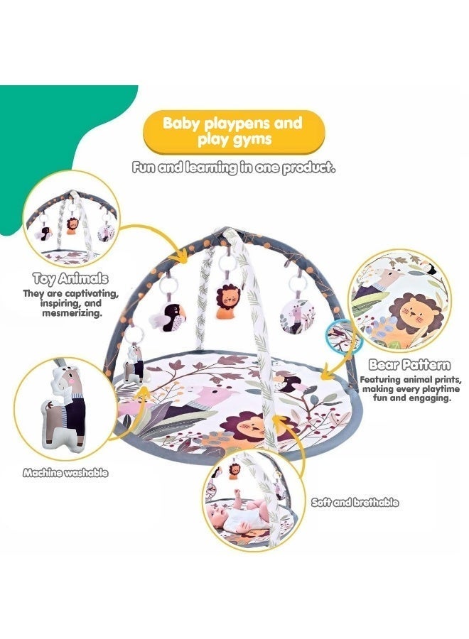 ASIV Baby Gym Play Mat with Lights & Music | Soft Activity Gym for Sensory & Motor Development | Newborn to Toddler Playmat with Hanging Toys | Zoo Animal Design | For 2+ Months - Image 2