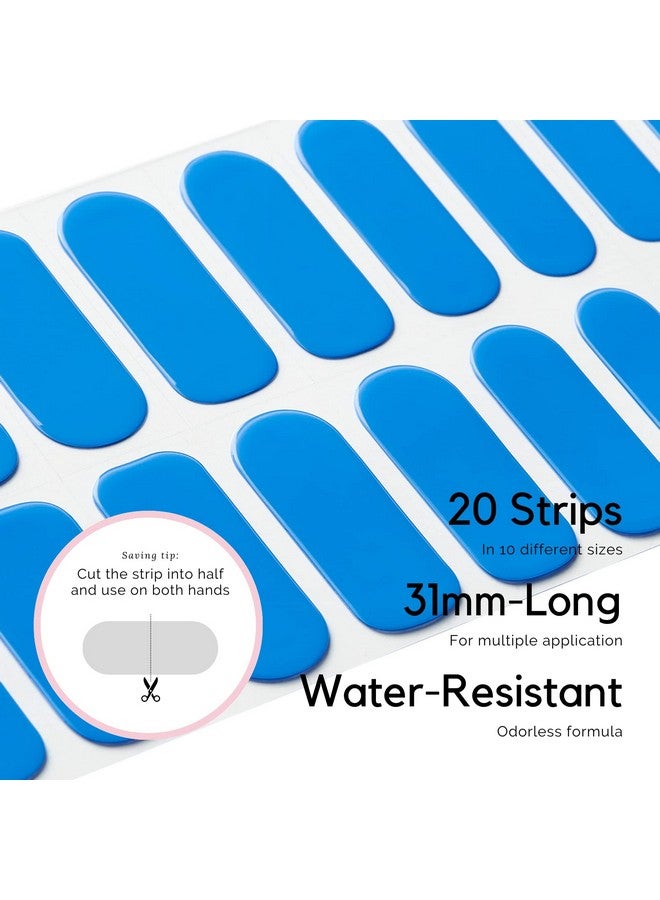 NAILOG Semi Cured Gel Nail Strips (20 Extra Long Stickerswraps) Glossy & Long Lasting Soft Gel Finishing Butterfly Blue - Image 4