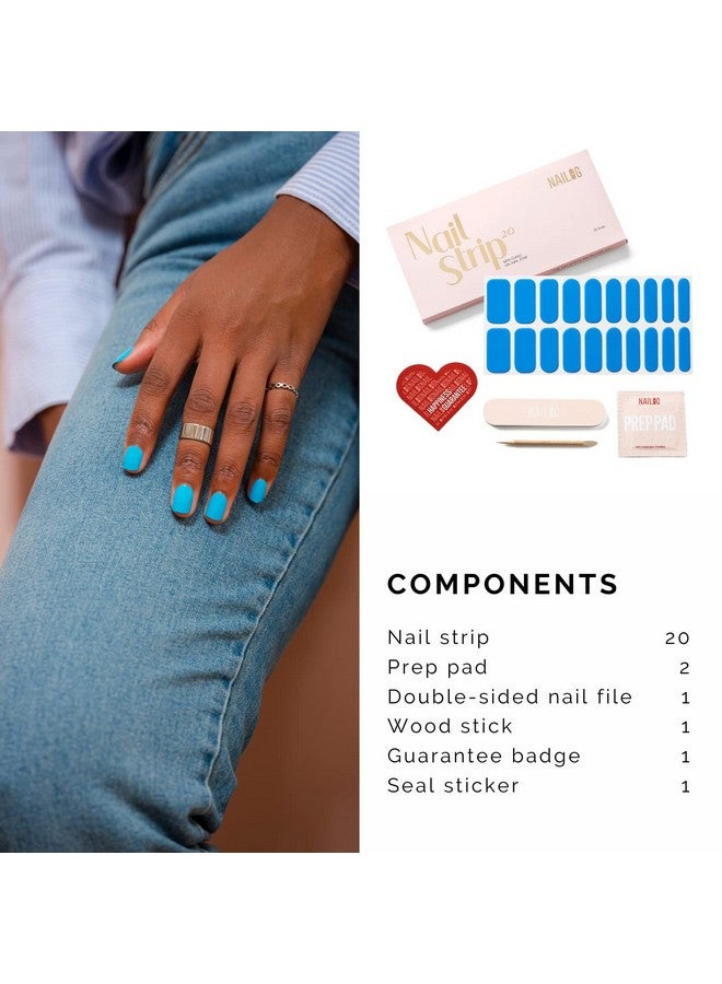 NAILOG Semi Cured Gel Nail Strips (20 Extra Long Stickerswraps) Glossy & Long Lasting Soft Gel Finishing Butterfly Blue - Image 5