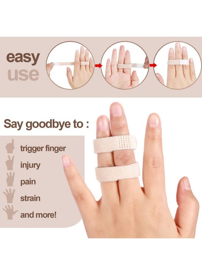 Jutom 10 حزمة شريط صديق الأصابع، أحزمة أصابع صديق، لا انزلاق، دعامات حلقة وصلة، شريط قابل للغسل وإعادة الاستخدام، لف دعم مبطن للكسور، الالتواءات، الكسور (لون بيج) - Image 3