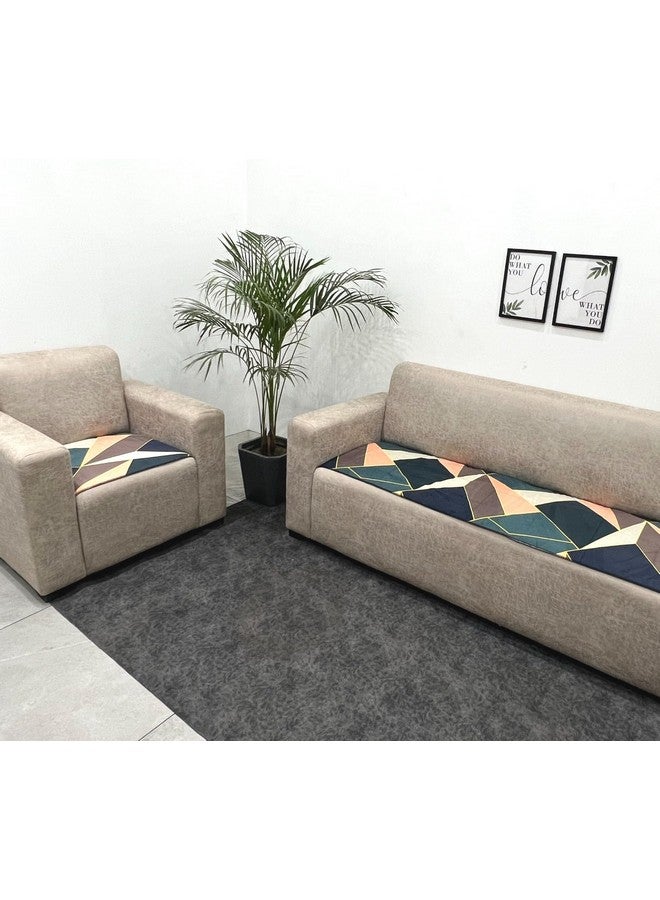 AMAZE ATTIRES Polycotton Printed Sofa Seat Cover For 5 Seater With Heavy Antiskid Backing & Washable Sofa Seat Runner For Couch (22 Inches X 22 Inches - 2 Piece, 22 X 68 Inch - 1 Piece) Aasr008 - Image 2