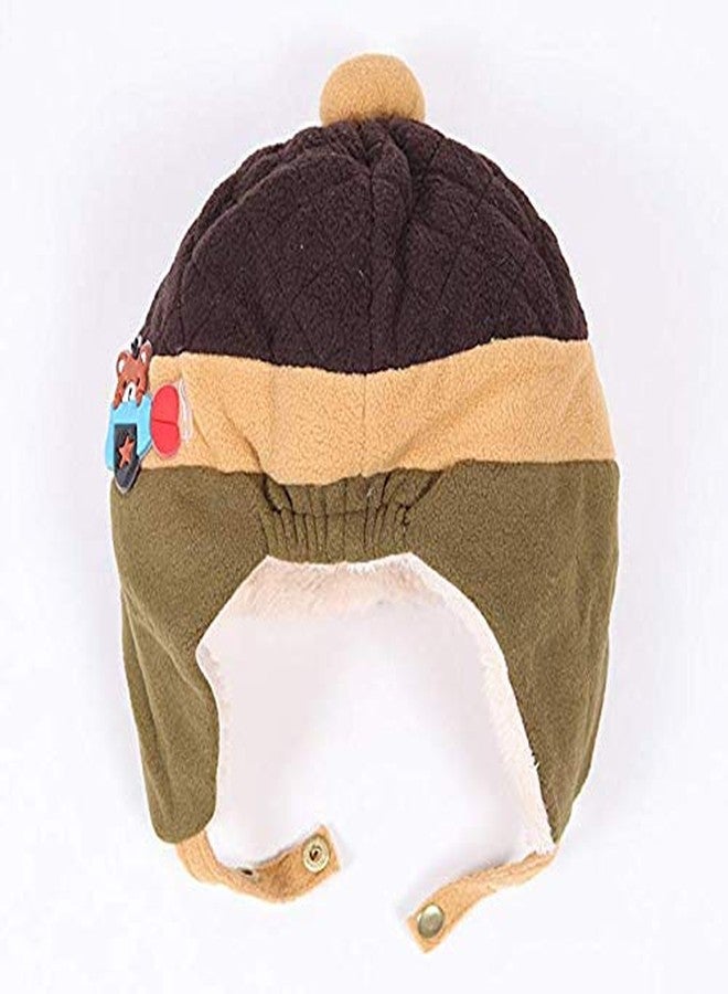 Malvina Girl's and Boy's Winter Warm Pilot Beanie Cap (Brown, 01-03 Years) - Image 2