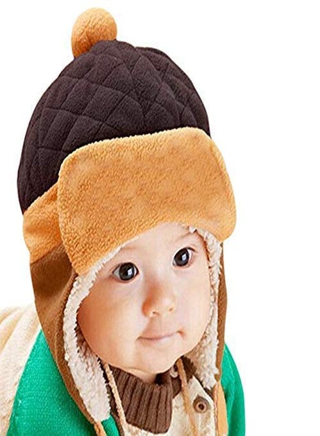 Malvina Girl's and Boy's Winter Warm Pilot Beanie Cap (Brown, 01-03 Years) - Image 1