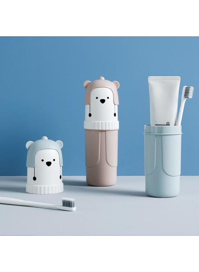2 PCS Toothbrush Holder, Cute Portable Toothbrush Holder Box Travel Toothbrush Cup Mouthwash Cup Toothpaste Storage Container Bathroom Outdoor Supplies(Pink and Green) - Image 4