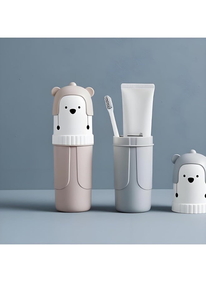 2 PCS Toothbrush Holder, Cute Portable Toothbrush Holder Box Travel Toothbrush Cup Mouthwash Cup Toothpaste Storage Container Bathroom Outdoor Supplies(Pink and Green) - Image 2