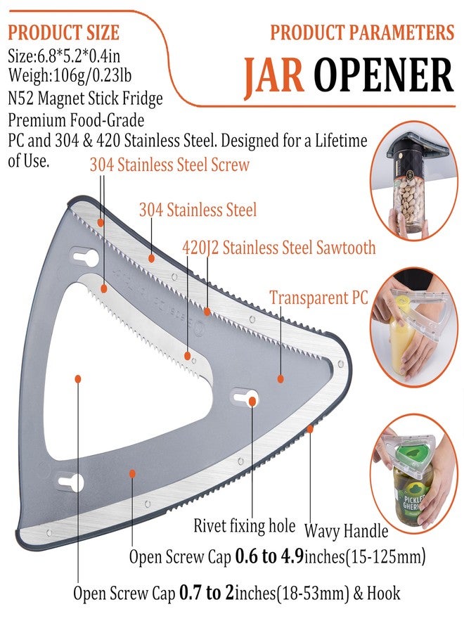 Uinxan Jar Opener for Weak Hands & Seniors, 2-in-1 Under the Cabinet & Handheld Lid Opener, Easy Bottle Cap Opening, Magnetic Storage,304 Stainless Steel Kitchen Tool, Gift for Anyone (Black) - Image 4