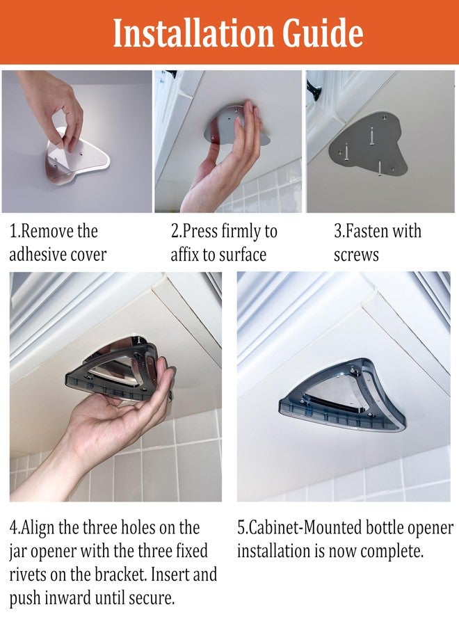 Uinxan Jar Opener for Weak Hands & Seniors, 2-in-1 Under the Cabinet & Handheld Lid Opener, Easy Bottle Cap Opening, Magnetic Storage,304 Stainless Steel Kitchen Tool, Gift for Anyone (Black) - Image 5