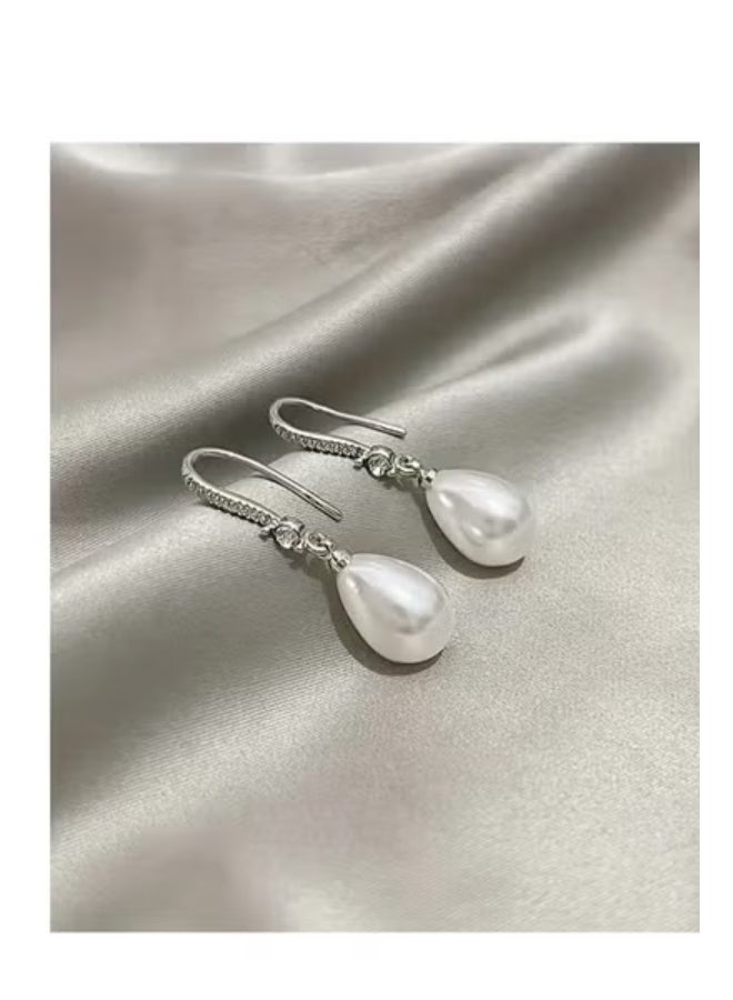 Home Clearance Sale Elegant Long Drop Faux Freshwater Pearl Earrings - Chic Alloy Dangle Design, Perfect for Parties & Everyday Elegance, Ocean Earrings - Image 2
