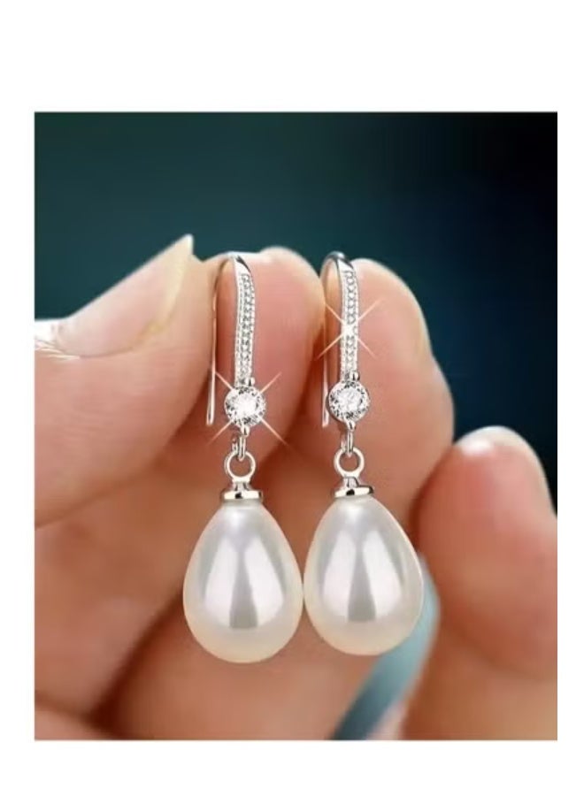 Home Clearance Sale Elegant Long Drop Faux Freshwater Pearl Earrings - Chic Alloy Dangle Design, Perfect for Parties & Everyday Elegance, Ocean Earrings - Image 1
