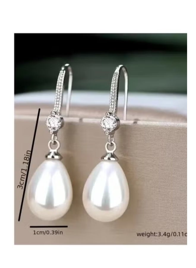 Home Clearance Sale Elegant Long Drop Faux Freshwater Pearl Earrings - Chic Alloy Dangle Design, Perfect for Parties & Everyday Elegance, Ocean Earrings - Image 4