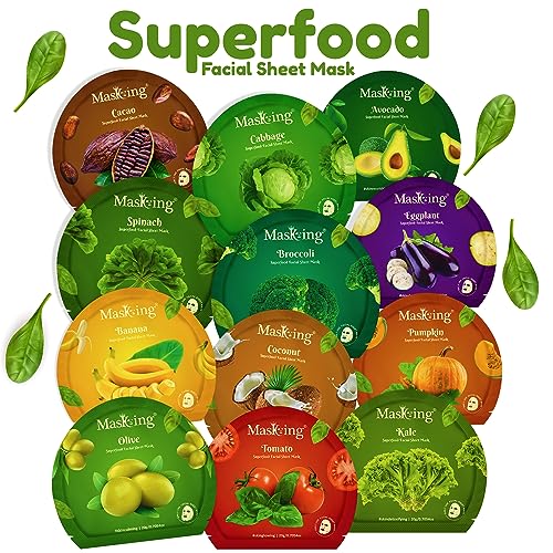 Masking Superfood Sheet Mask | Natural Facial Sheet Mask | Face Serum Mask for Women Combo (PACK OF 12) - Image 4