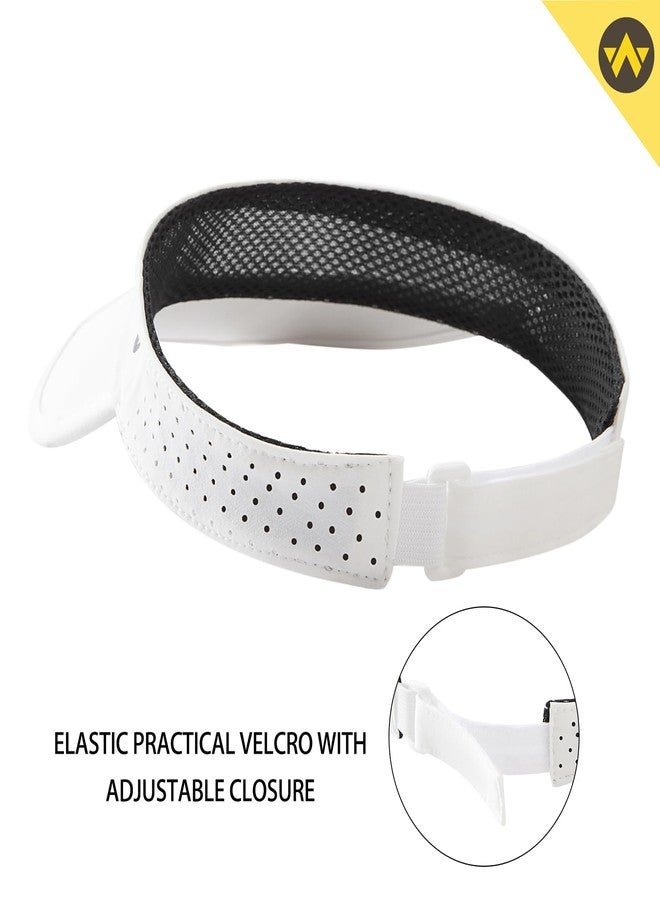 WANDER Sports Sun Visor Hats Adjustable Running Golf Tennis Mesh Folding Cap for Women Men(White) - Image 4