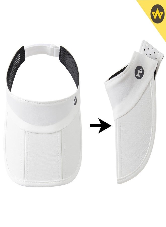 WANDER Sports Sun Visor Hats Adjustable Running Golf Tennis Mesh Folding Cap for Women Men(White) - Image 2