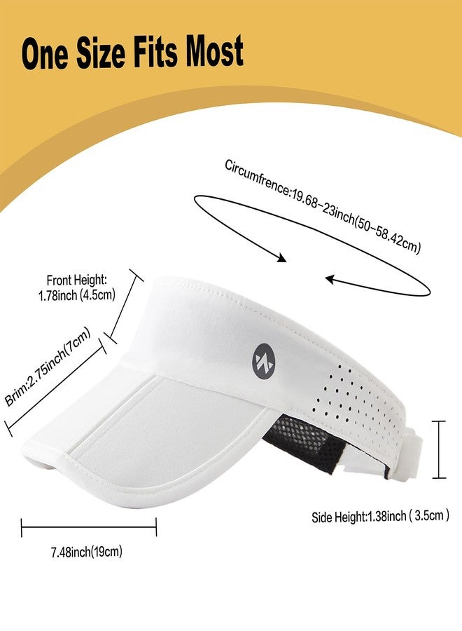 WANDER Sports Sun Visor Hats Adjustable Running Golf Tennis Mesh Folding Cap for Women Men(White) - Image 3