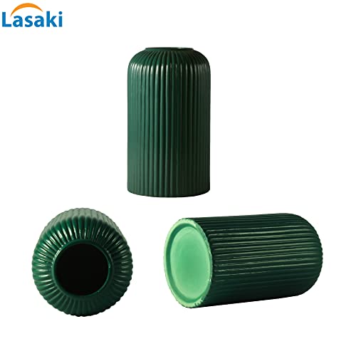 Lasaki Evelyn Small Deep Jungle_1 Ceramic Vase | Decorative Vase for Pampas Grass, Dried & Artificial Flowers | Centrepiece & Showpiece for Home Decor, Living Room & Tabletop (H-15.5 X D-8 cm) - Image 5
