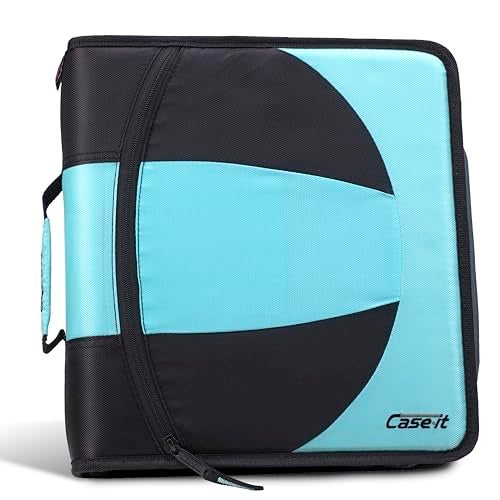 Case it Case-it The Dual 2-in-1 Zipper Binder | Two 1.5-Inch D-Rings, 600 Sheet Capacity, Pencil Pouch & Multiple Pockets | School & Office Organizer with Shoulder Strap | Dual-101 Spearmint - Image 1