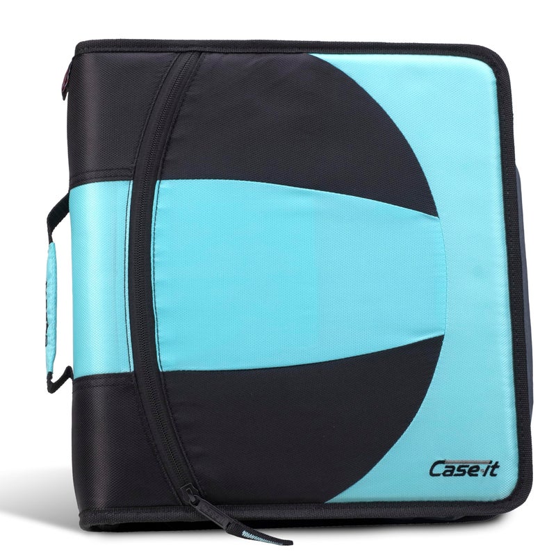 Case it Case-it The Dual 2-in-1 Zipper Binder | Two 1.5-Inch D-Rings, 600 Sheet Capacity, Pencil Pouch & Multiple Pockets | School & Office Organizer with Shoulder Strap | Dual-101 Spearmint - Image 5